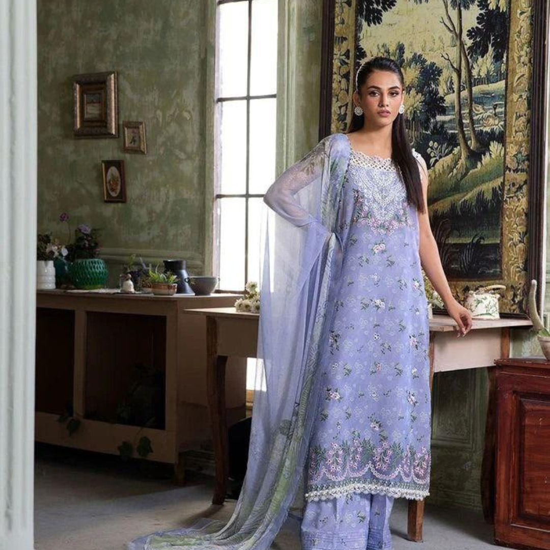 LAWN Fabric 3Pc unstitching Front Lawn Emb Printed summer collection
