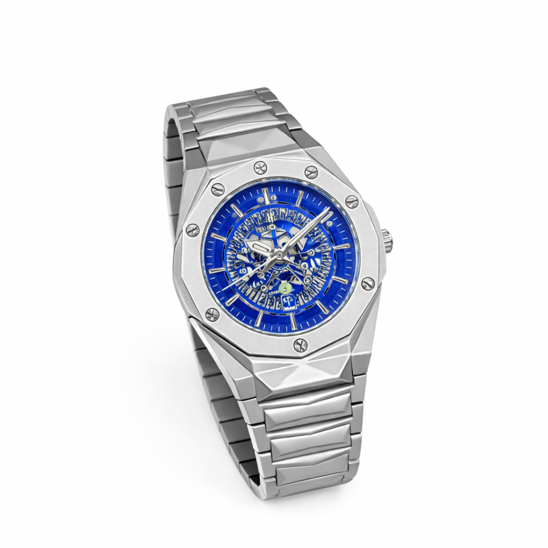 Is Royal Blue Skeleton Watch ke saath apne style ko ek naya aur futuristic mod dein.