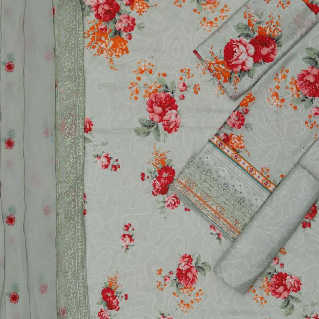 SUMMER COLLECTION LAWN Fabric 3Pc unstitching