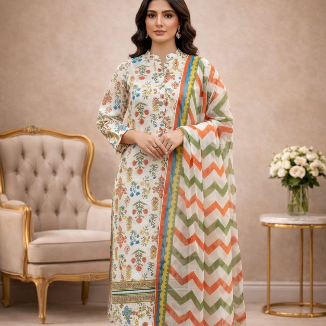 3pc Lawn collection digital printed unstitching