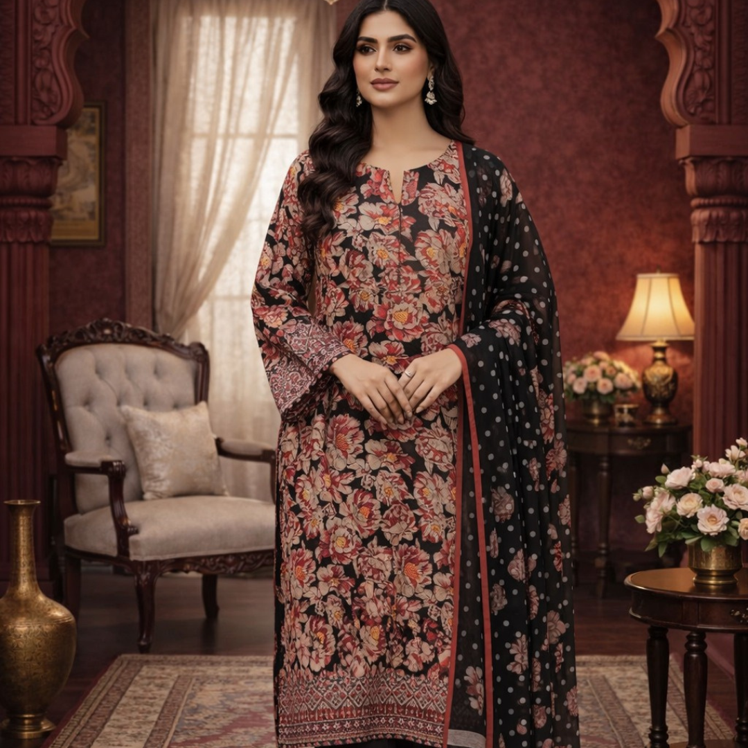 3pc Lawn collection digital printed unstitching