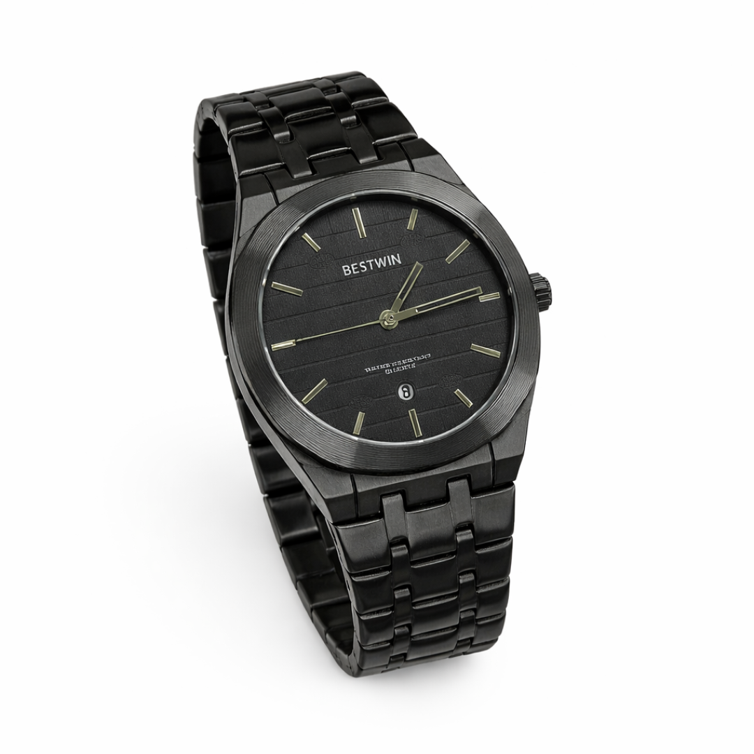 Premium Option: BESTWIN Sleek Stealth Edition – Full Black Matte Luxury Watch for Men