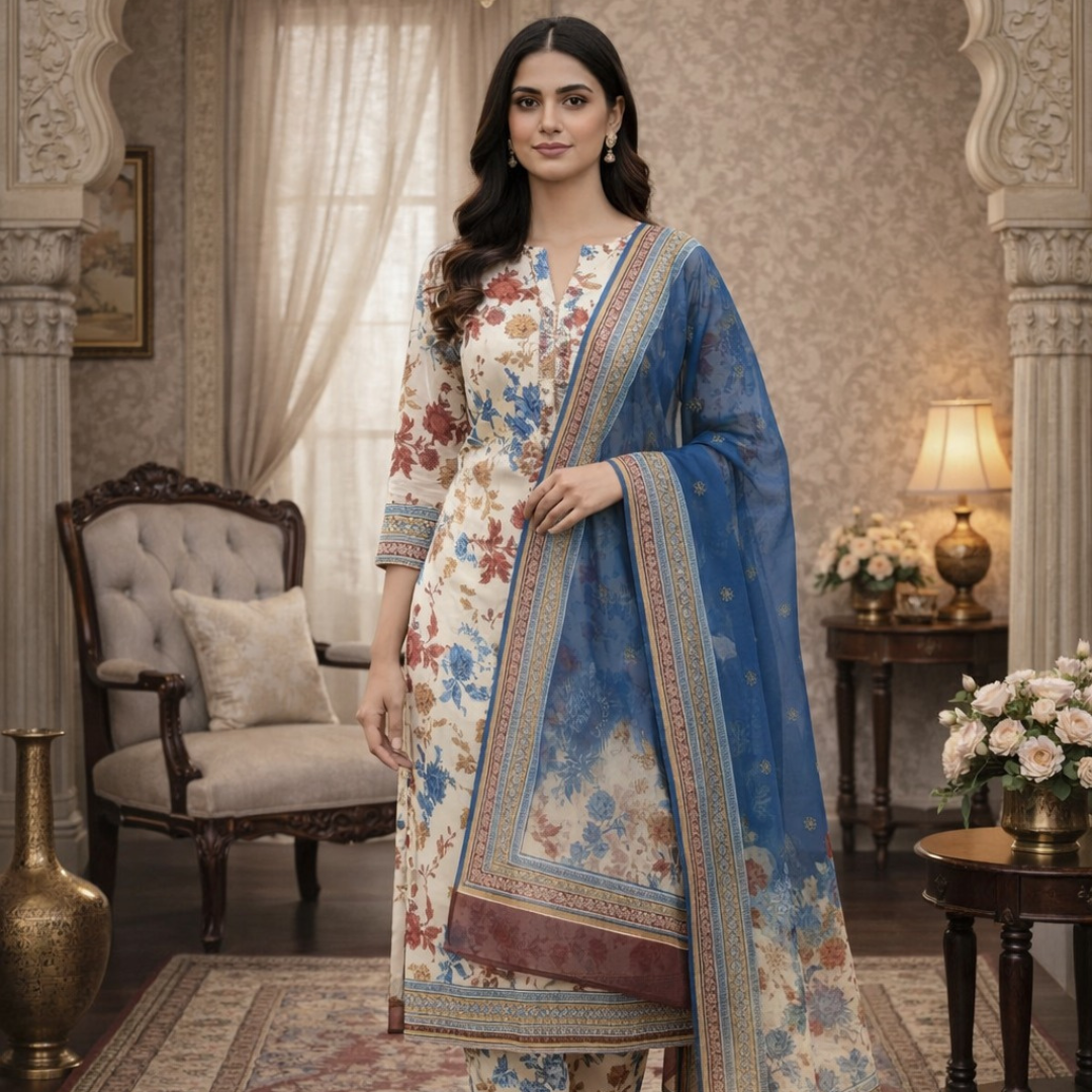 Digital print 3pc unstitching lawn suit summer collection 2026