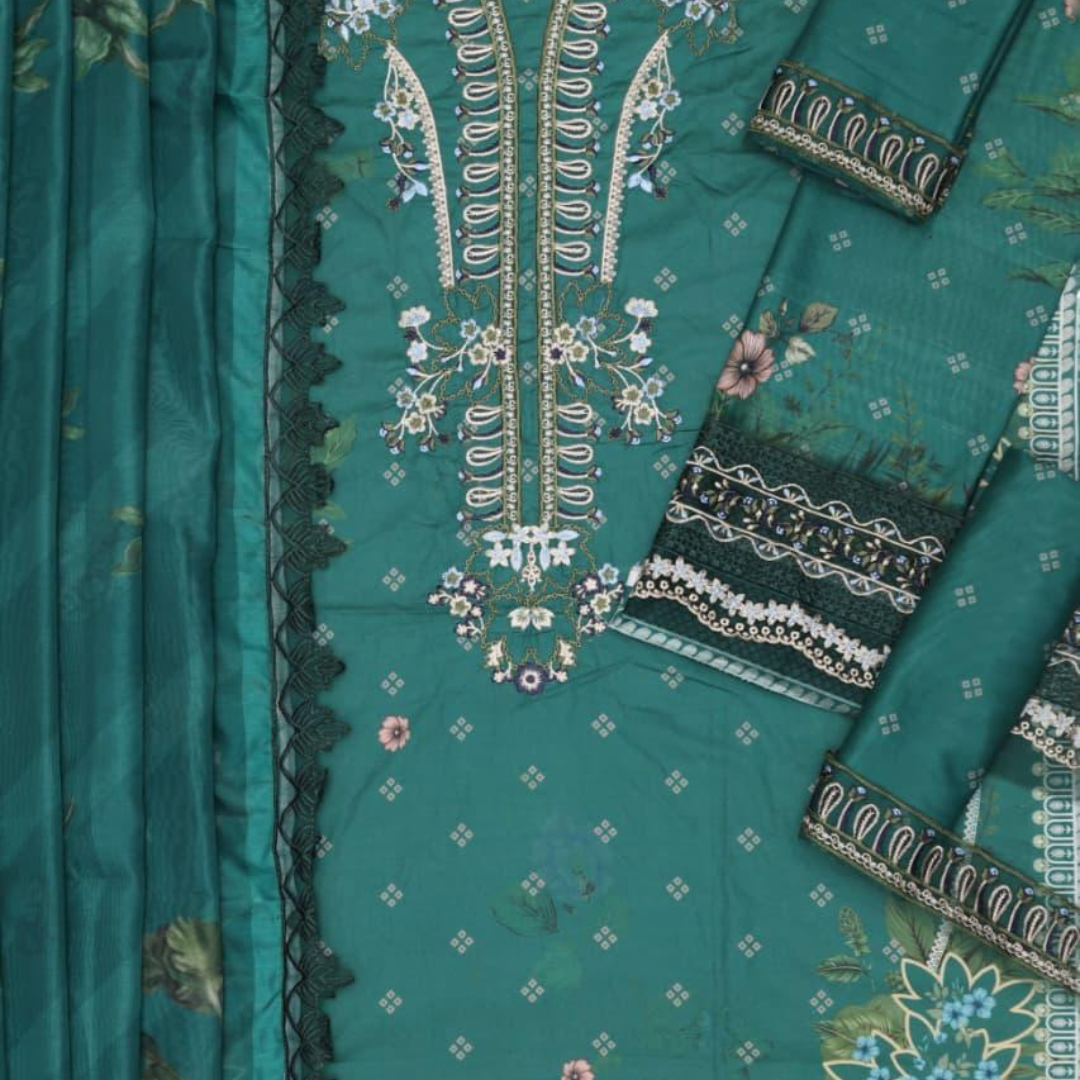 LAWN Fabric 3Pc unstitching Front Lawn Emb Printed