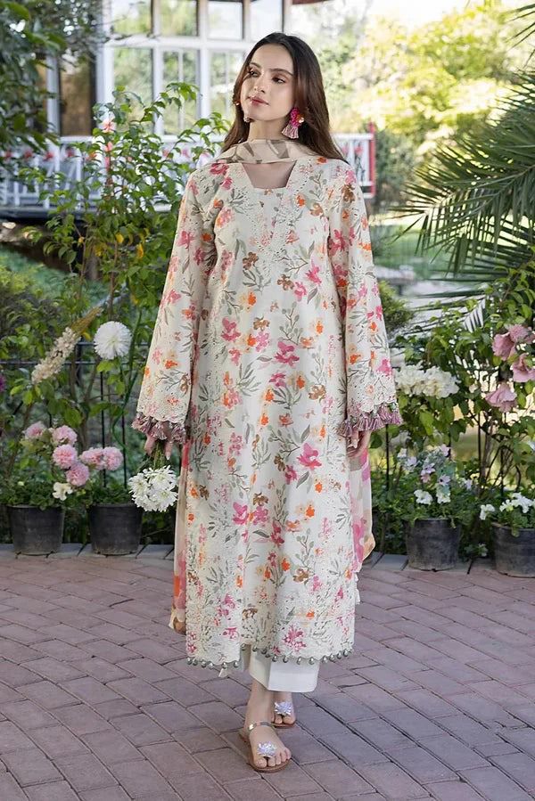 DIGITAL PRINT AIRJET LAWN 90/70 With 4 Side Lace CHIFFON DUPATTA unstiched